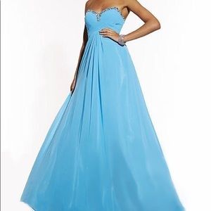 Strapless Rhinestone Sweetheart Chiffon Gown 16